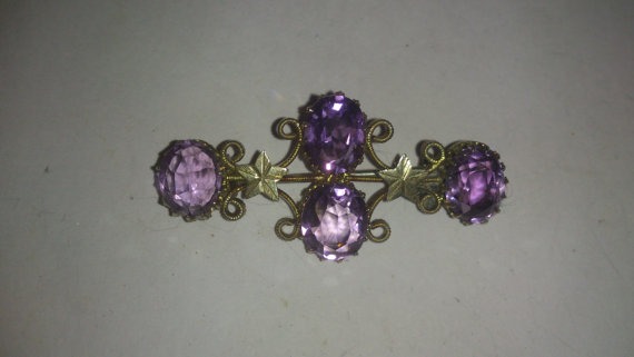 Beautiful vintage Amethyst and silver brooch steampunk buy now online