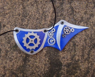 Gearwing - Steampunk leather eyepatch - Blue and silver version steampunk buy now online