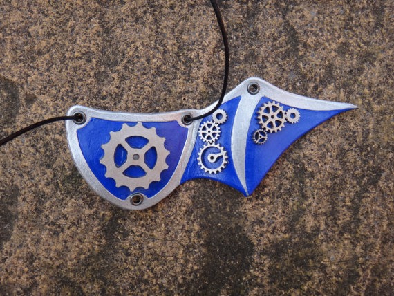 Gearwing - Steampunk leather eyepatch - Blue and silver version steampunk buy now online