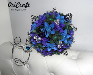 Large paper flower bouquet  - Scottish Wedding - Steampunk - Purple, hunter green, blue - handmade steampunk buy now online