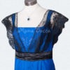 Edwardian Dress handmade in England royal blue Titanic Downton Abbey vintage styled with black lace and Swarovski crystals steampunk buy now online