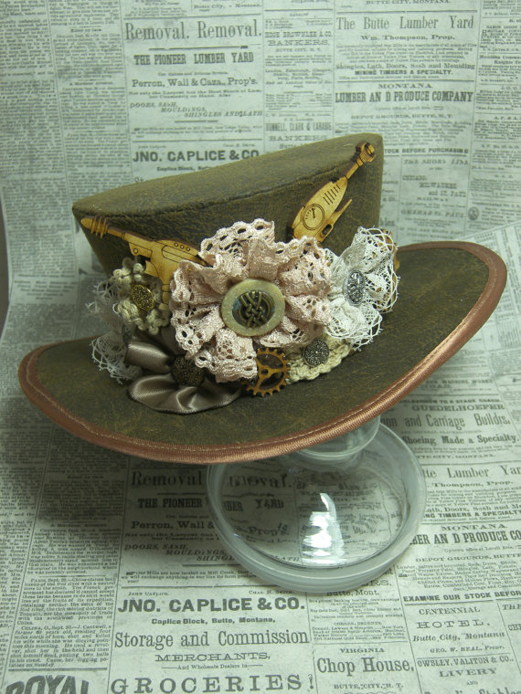 Riding mini top hat - dressage hat, Steampunk, Dieselpunk, Wild West, Western, Barn, Distressed leather, Raygun, Carnival Hat, Festival steampunk buy now online