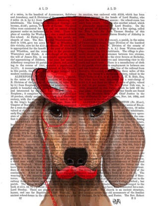 Steampunk Dachshund Red Top Hat Art Print dictionary page book art Dog Art Dog Print wall art wall decor Doxie illustration steampunk buy now online