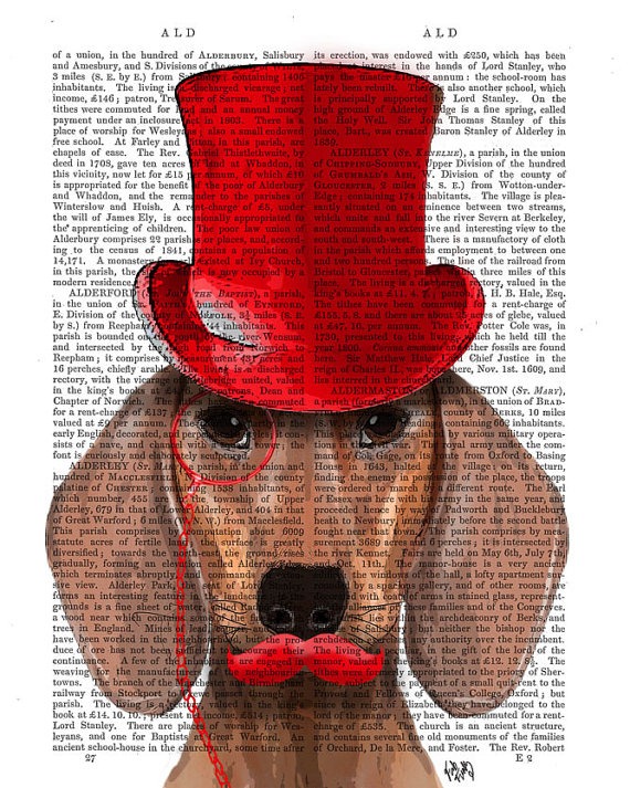 Steampunk Dachshund Red Top Hat Art Print dictionary page book art Dog Art Dog Print wall art wall decor Doxie illustration steampunk buy now online