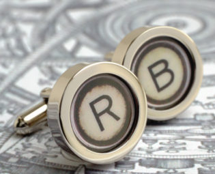 Monogram Typewriter Cufflinks with Single Initial Typewriter Letters Steampunk Style steampunk buy now online