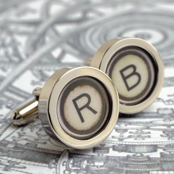 Monogram Typewriter Cufflinks with Single Initial Typewriter Letters Steampunk Style steampunk buy now online