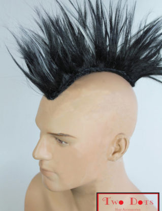 Mad Max Mohawk Style Costume Headdress, Black with White Striped In a Middle. Hair Piece, Men's Top Wig steampunk buy now online