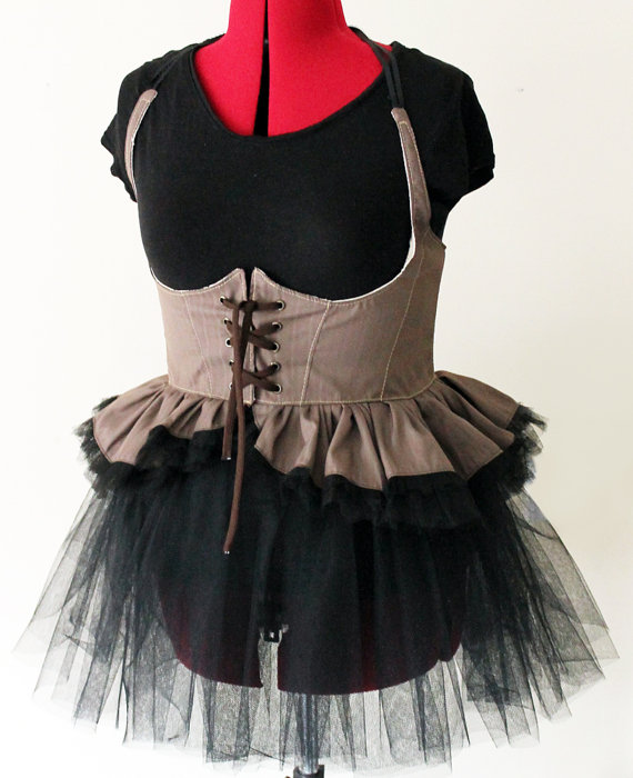 Handmade Steam Punk Underbust Vest with Mini Bustle - Kezbirdie steampunk buy now online