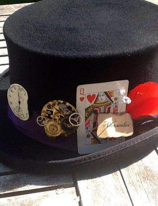 Custom made...steampunk/ mad hatter top hat with vintage items and clock face steampunk buy now online