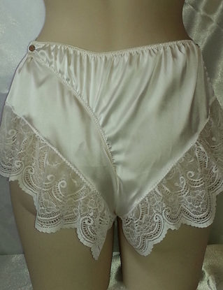 Scarlet - Steampunk French lace and silk tap pants IVORY - crotchless and back opening steampunk buy now online