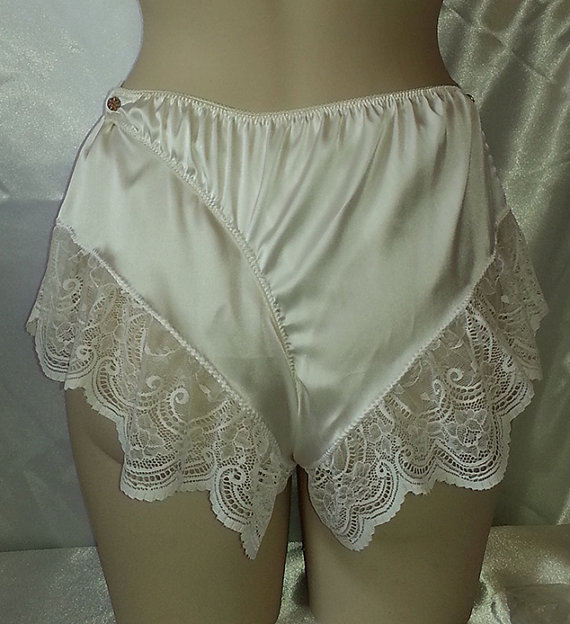 Scarlet - Steampunk French lace and silk tap pants IVORY - crotchless and back opening steampunk buy now online