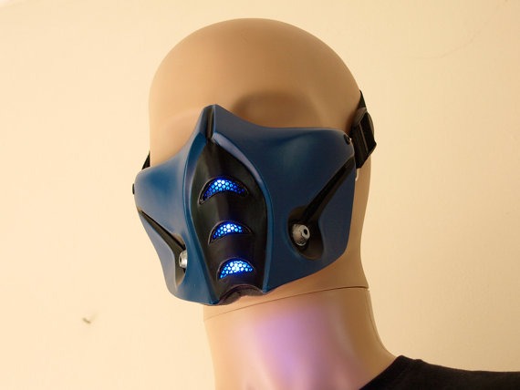 Mortal Kombat Sub-Zero Mask v.2 (MK9) with front LED lights Airsoft Cosplay DJ Rave mask - Made to order - steampunk buy now online