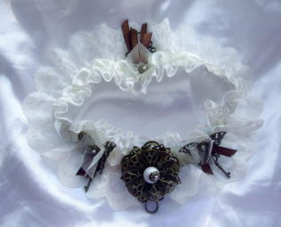 Steampunk Butterfly Rose Ivory Wedding Lace Garter steampunk buy now online
