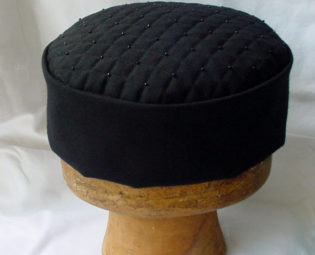 Victorian Style Smoking Cap Black Quilted and Beaded, Lounge Hat Steampunk Mens Hat, Gothic Pillbox Hat  - handmade steampunk buy now online