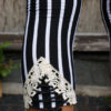 Handmade Black and White Striped Leggings with Lace Corset detail steampunk buy now online