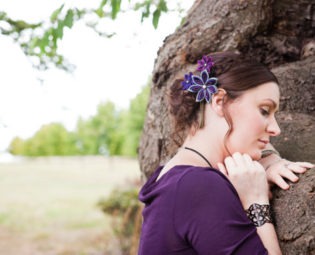 SALE -  Steampunk Wedding Fascinator: Kanzashi Hair Flower, Hair Clip, Brooch Pin in Grey Purple and Violet Silk steampunk buy now online