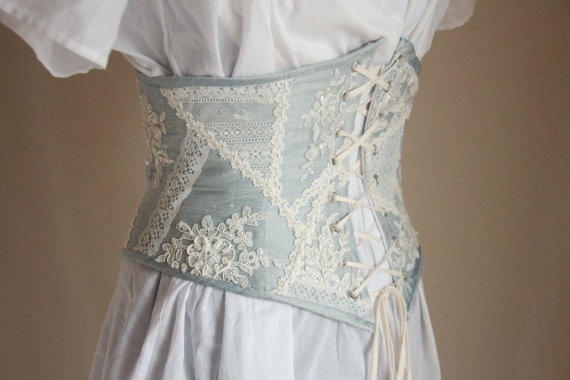 Hand Sewn Patchwork Lace and Silk Corselet steampunk buy now online