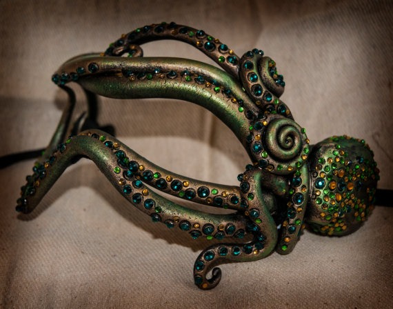 JEWELLED OCTOPUS custom masquerade mask - made to order steampunk buy now online