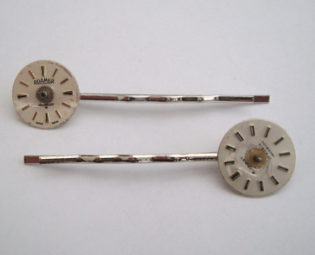 Steampunk hair grip bobby pin with vintage watch faces and cogs set of 2 steampunk buy now online