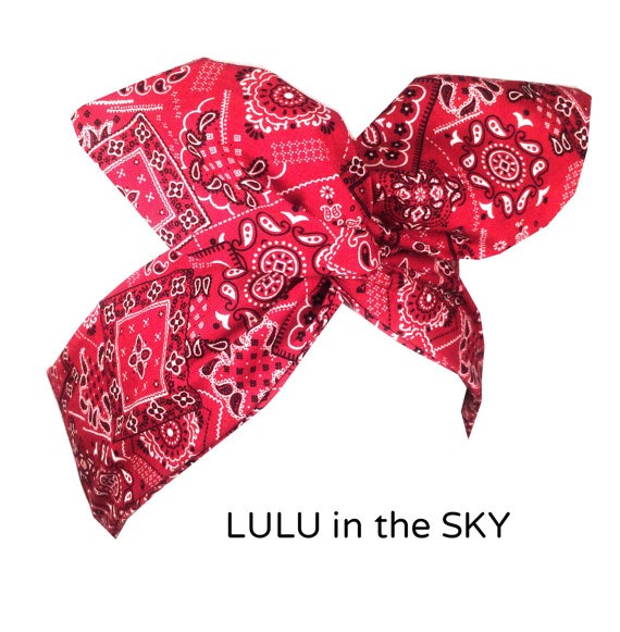 Red Paisley patch work print Rockabilly Wire Headband - Bandana steampunk buy now online