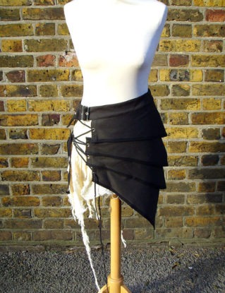 Post apocalyptic asymmetric over skirt clothing black white alternative fashion steampunk buy now online