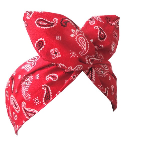 Red Paisley print Rockabilly Wire Headband - Bandana steampunk buy now online