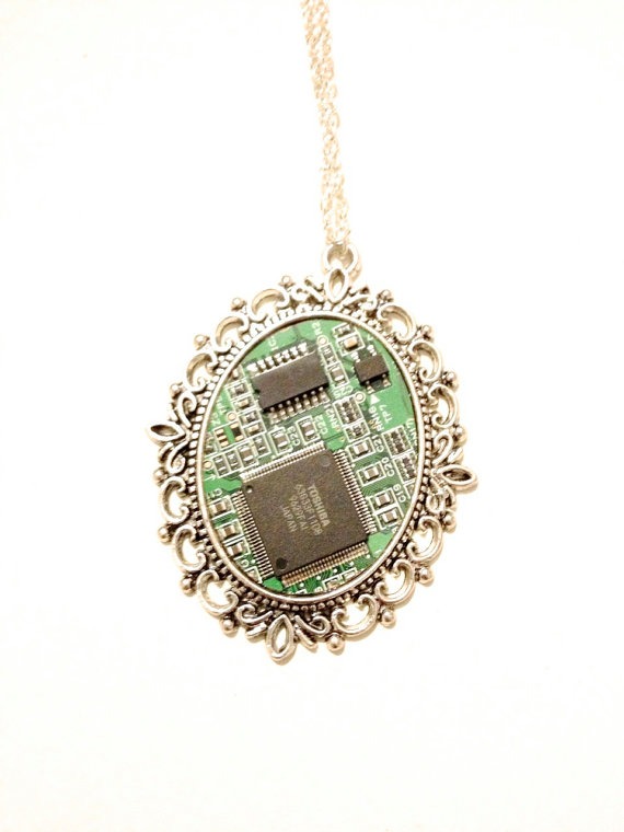 Cyberpunk, steampunk electronic pendant, Victorian, computer board, electropunk, geek, statement jewellery steampunk buy now online