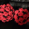 Red rose, black ribbon and skull wedding bouquet. Alternative. Gothic. steampunk buy now online