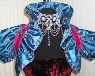 Mid Blue Ruffle Shrug Steampunk Bolero Vamp Gothic Ball Prom Victorian steampunk buy now online