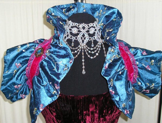 Mid Blue Ruffle Shrug Steampunk Bolero Vamp Gothic Ball Prom Victorian steampunk buy now online