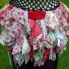 Gypsy tribal belly dance or burlesque costume. Flower faery red bustle. Pixie tatter over skirt. Womens repurposed festival / boho clothing steampunk buy now online