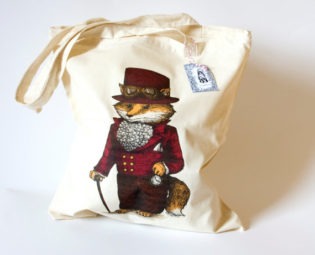 Steampunk Gentleman Fox cotton shopper tote bag Gentleman steampunk buy now online