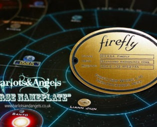 Firefly Serenity name plate badge. Shiny Brass acrylic laser engraved. Larp. Cosplay steampunk buy now online