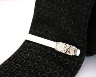 Steampunk Watch Movement Tie Bar Silver Mens Accessories Tie Clip Anniversary Gift For Him steampunk buy now online