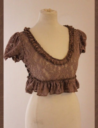 Muted Lavender Burlesque Victorian Lace Cropped Ruffle Blouse steampunk buy now online