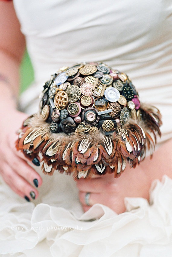 Steampunk Wedding Button, Brooch and Jewellery Bouquet Alternative Bride steampunk buy now online