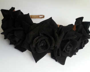 Black velvet flower crown, floral hairband, flower hair wreath steampunk buy now online