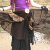 Steampunk, tribal belly dance costume or festival wear. Altered Couture brown wrap bustle skirt. Repurposed eco clothing with vintage lace steampunk buy now online