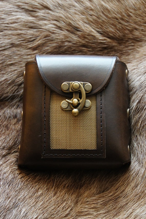 Leather & Mesh square Phone Pouch steampunk buy now online