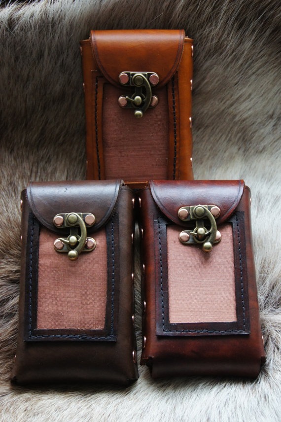 Leather & Mesh Phone Pouch steampunk buy now online