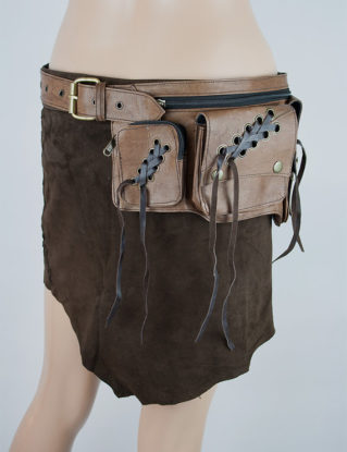 Leather utility belt bag steampunk festival belt with pockets - Faun steampunk buy now online