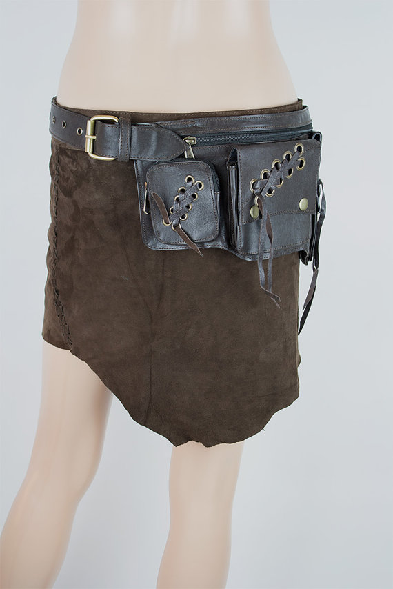 Leather pocket belt belt bag steampunk festival belt with pockets - Faun steampunk buy now online