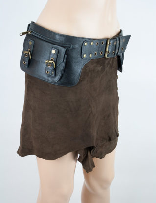 Leather steampunk pocket belt (festival and travel) - Jujak steampunk buy now online
