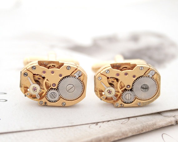 Gold Cufflink Groomsmen Gift Watch Movement Cuff links Golden Mens Jewellery Cufflink Gold Gifts for Men Gemelos de Oro steampunk buy now online