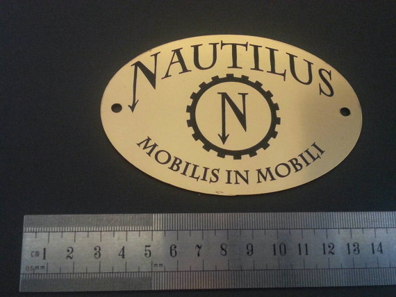 Nautilus Oval Name Plate. Brass acrylic laser engraved. Larp. Cosplay steampunk buy now online