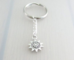 Silver Steampunk Sun Charm Keychain, Sun Keychain, Silver Steam Punk Sun Keyring steampunk buy now online