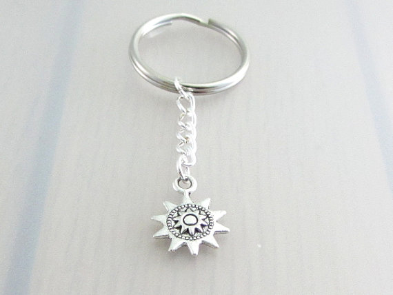 Silver Steampunk Sun Charm Keychain, Sun Keychain, Silver Steam Punk Sun Keyring steampunk buy now online