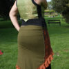 Sleek And Ruffly Figure Hugging Skirt In Rust And Olive. Comfortable and Stretchy, Steampunk, Pixie, Maternity Wear, Clubbing, Festival S01 steampunk buy now online