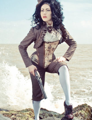 Skeleton Tweed & Leather Corset, Steampunk, Custom Size steampunk buy now online
