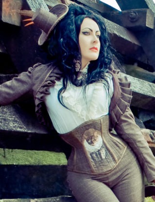 Pirate Cat Tweed & Leather Corset, Steampunk, Custom Size steampunk buy now online